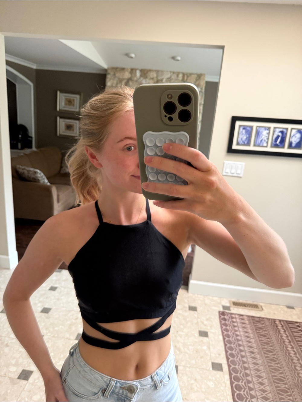 Forever 21 Black Strappy Halter Crop Top